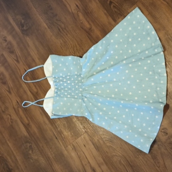 Dolce Vita Light Wash Denim Skater Dress with White Polka Dots A3 - Picture 6 of 6